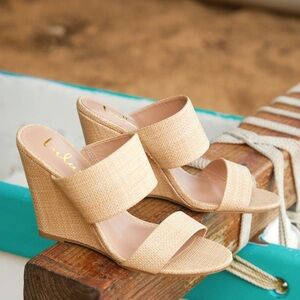 Natural Raffia Wedge Sandals